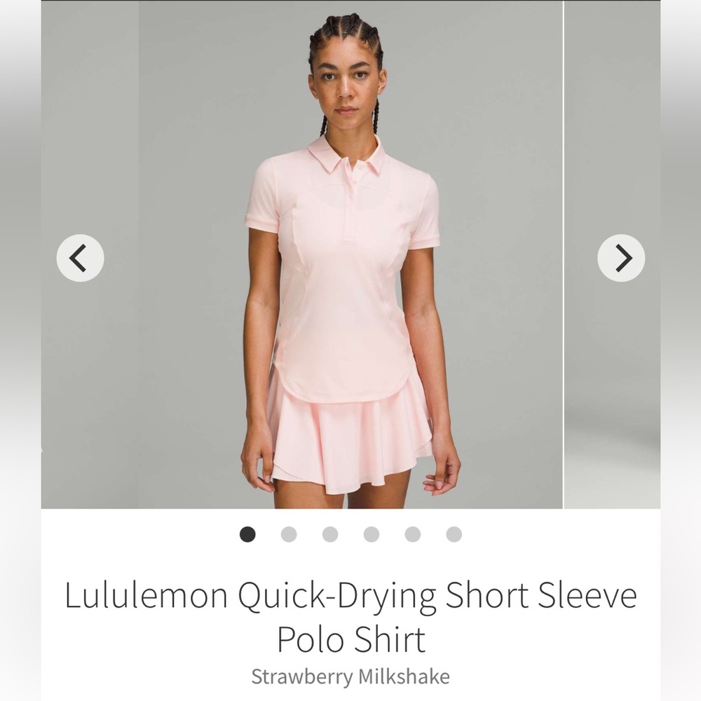 Lululemon Quick-Drying Short Sleeve
Polo Shirt Strawberry Milkshake. Size 6 NWOT